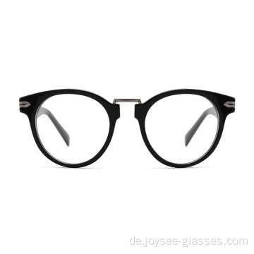 Neue Design Trendy einzigartiger Metallnasenbrücken runde Linsen Acetat optische Rahmen Brille Brille